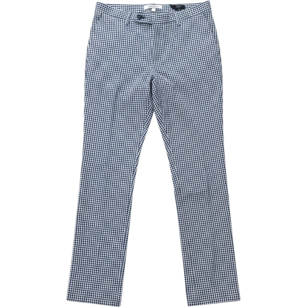 Paisley & Gray Mens Slim Fit Gingham Check Trousers Navy White W30 L32